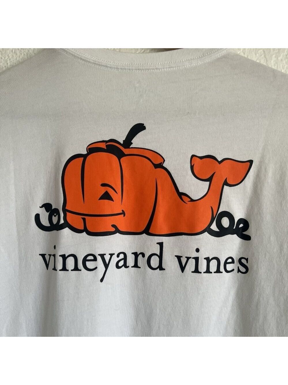 Vineyard Vines Youth Large Halloween Fall Pumpkin Whale Graphic Long Sleeve Tee - Picture 4 of 9